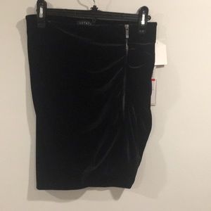 1 STATE Moody Hues Rich Black Velvet Mini Skirt